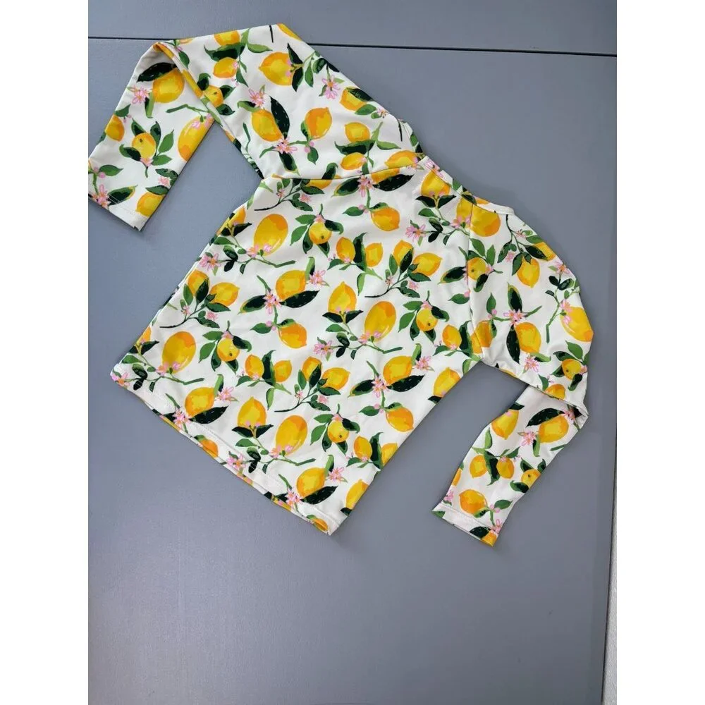 Sweet Honey 5Y girls lemon print long‎ sleeve swim rash guard top